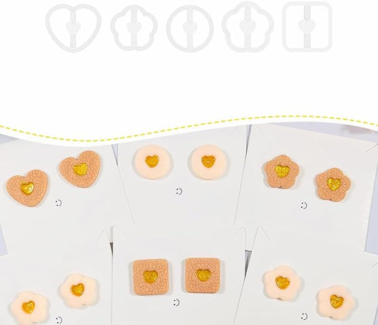 Xaekicr Heart Center Polymer Clay Cutters – 5 Shapes Clay Earring Cutters Set for DIY Jewelry – Polymer Clay Tools for Earrings & Crafts – Cute Clay Cutter Set for Valentine & Gift Projects