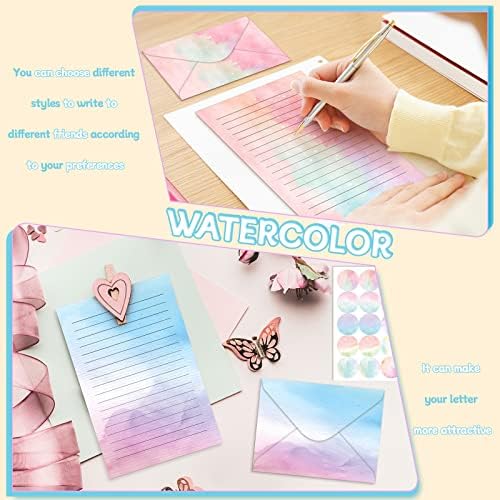 TaoBary 160 Pcs Watercolor Stationery Paper and Envelopes Set, 5.5 x 8.25''