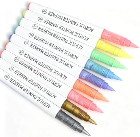 languo Acrylic Paint Markers, 9 Colors Dopamine Series A, Soft Brush Tip