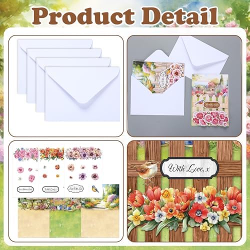 Gueevin 18 Set Petals Picket Fence Card Making Kit for Card Making Supplies & Crafting with Sticky Foam Pads Spring Handmade DIY Supplies Holiday Gift for Birthday Party