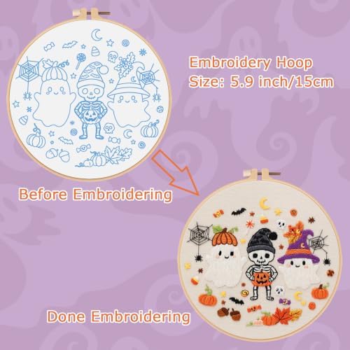 Nuberlic Halloween Embroidery Kit for Beginners Adult