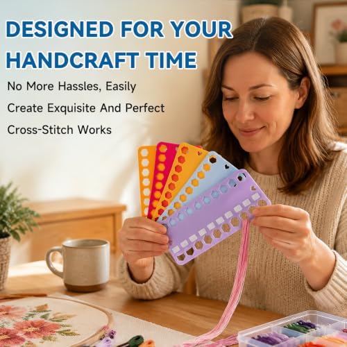 LOKUNN 10 Pcs Embroidery Floss Organizer, Cross Stitch Thread Holder