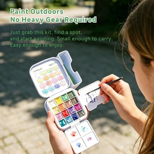 Mini Watercolor Paint Set 16 Colors, Travel Art Kit All-in-One