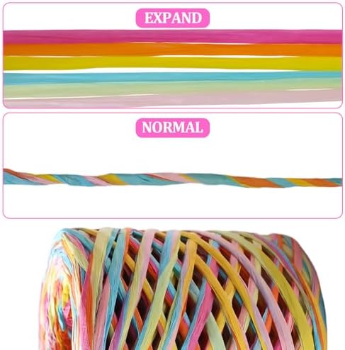 218 Yards Raffia Ribbon, Colorful Raffia Yarn,Packing Paper String for Gift Wrapping, Christmas Crafts and DIY Decoration