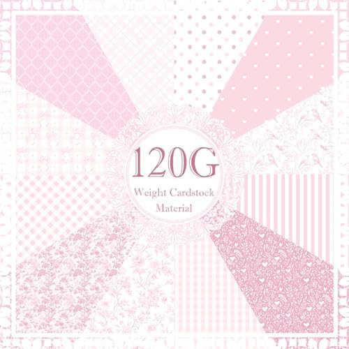 24 Sheets Pink Floral Bird Bow Scrapbook Paper, Preppy Floral Ribbon Bow Birds Decorative Craft Paper Folded Flat for Girly Birthday Baby Shower Card Making Photo Album Decor, 12'' x 12'' (A)