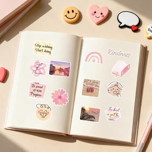 Pink Vision Board Supplies - 50 Pcs Travel Scrapbook Stickers
