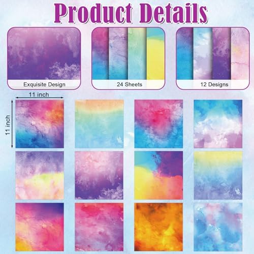 48 Sheets Watercolor Scrapbook Paper,Watercolor Pattern Decorative Scrapbook Paper for Journals DIY Cards and Photo Albums,Aesthetic Craft Supplies