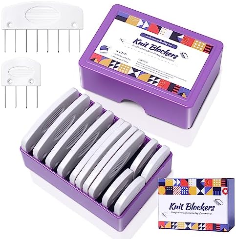 Opstin 20Pcs Knit Blocking Pins Kit, Knit Blockers Pins Kit, Knit Blocking Combs, Blocking Pins for Knitting & Crochet Projects, Knit Blocking Pins for Blocking Mats, Crochet Blocking Pins