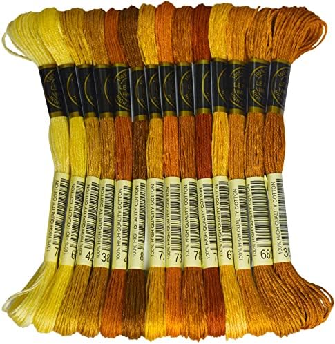 Click Image to Open expanded View Premium Rainbow Color Embroidery Floss - Cross Stitch Threads - Friendship Bracelets Floss - Crafts Floss - 14 Skeins Per Pack Embroidery Floss, Old Gold Gradient