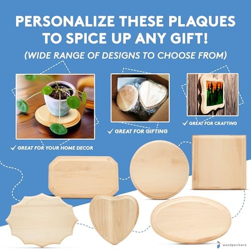 Unfinished Wooden Circles 8 inch, Pack of 2 Round Wood Plaques Unfinished Wood Circles for Crafts, Charcuterie Board, by Woodpeckers