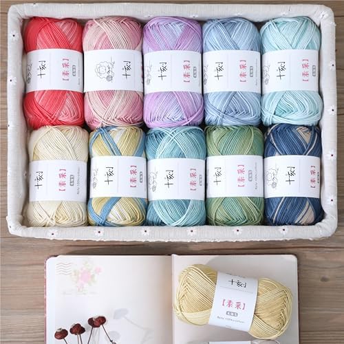 Fine Knitted and Crocheted Cotton Yarn, 100% Long Staple Cotton Yarn Multicolour Gradient Yarn, Infant Sports, 2 Packages 100 g/3.52 oz (50 g/162 yds per Strand) - sc02