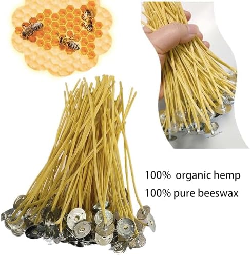 Candle Wicks 100 PCS 8 inch Hemp Candle Wicks 2.5mm Organic Beeswax Candle Wicks for Candle Making Candle Wick for Butter Candle Hemp Candle Wick
