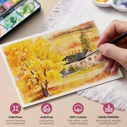 KOVIEDE 60 Pack Foldable Blank Watercolor Cards with Envelopes 4" x 6"
