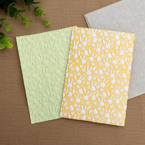 3D Embossing Folder Bunny Rabbits Easter Plastic Embossing Texture Fades Folders Template for Card Making Scrapbooking and Other Paper Crafts, Scrapbooking Paper Craft Album Stamps DIY Decor