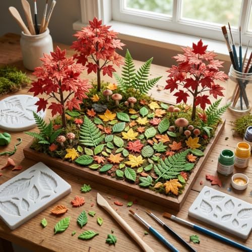 Leaf Silicone Mold Maple Rose Leaf Polymer Clay Molds Set of 4