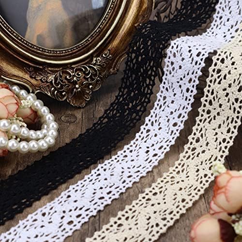 Black Lace Ribbon 12 Yards Cotton Sewing Lace Trim Crochet for Crafts, Gift Package Wrapping, Bridal Wedding Decoration, Scrapbooking Supplies
