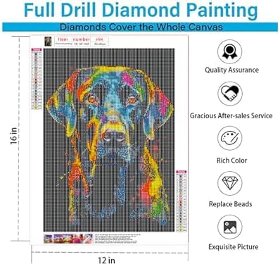 EIBEILI Diamond Painting Kits for Adults DIY 5D Diamond Art Paint with Round Diamonds Full Drill Gem Dog Art Painting Kit for Home Wall Decor Gifts 12x16inch