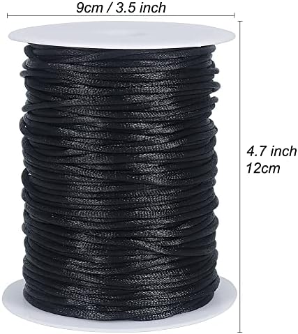 Tenn Well 3mm Satin Cord, 328 Feet Silky Nylon Rattail Cord for Macrame Projects, Dream Catchers, Chinese Knotting, Arts and Crafts Black