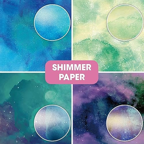 36 Sheets 12x12 Scrapbook Paper Pad - 12 Designs Double Sided 180GSM Pearl Shimmer Watercolor Cardstock, Vintage Patterned Decorative Paper for Card Making, Scrapbooking Supplies