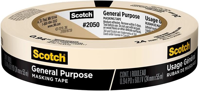 3M 36-Rolls of .94” x 60 yds 2050-24AP Scotch Greener Tan General Purpose Masking Tape