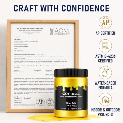 GOTIDEAL Shiny Metallic Gold Acrylic Paint, Gold Leaf Paint (500ml/16.9oz)