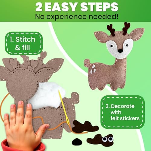 Sewing Kit for Kids Ages 4-8 - 12 Beginner DIY Kids Sewing Crafts Ages 4-7