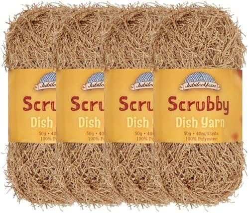 JubileeYarn Scrubby Dish Yarn - 50g/Skein Dishcloth Polyester - Mocha - 4 Skeins