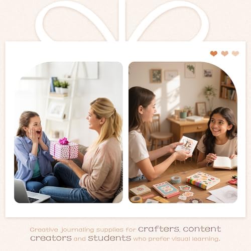 Dizdkizd Creative Art Journal Notebook with 28 Junk Journal Templates Pages and 8 Die-Cut Stickers for Japanese Stationery, Scrapbook, Mixed Media, 5.0in × 5.0in, Coffee