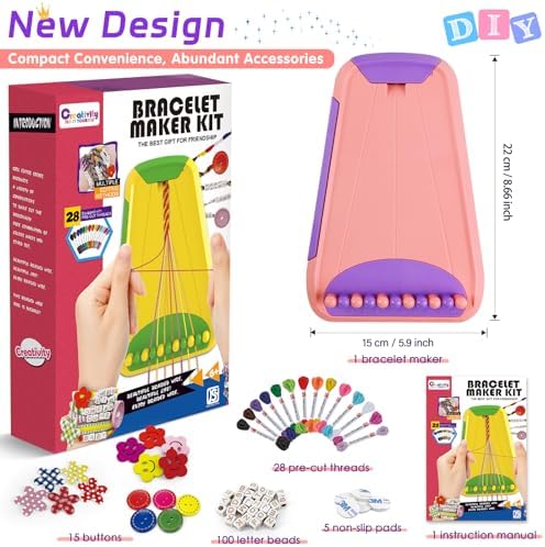 Maynacs Friendship Bracelet Making Kit for Girls 8-12, 28 Pre-Cut Threads