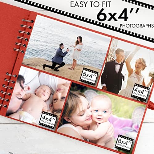 Bstorify Square Scrapbook Photo Albums 50 Pages (11 x 8.5 Inch) Red | Hardcover with Thick 200 GSM Kraft Paper, Ideal for Your Scrapbooking Albums, Art & Craft Projects (Red, 11 x 8.5 Inch)