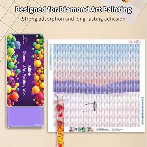 Mlife 3Pcs Diamond Art Wax Glue Clay Set with Slide Storage Box, Diamond Art Painting Glue Wax for Diamond Art Kits, Diamond Art Painting Accessories and Tools, DIY Diamond Embroidery Tool