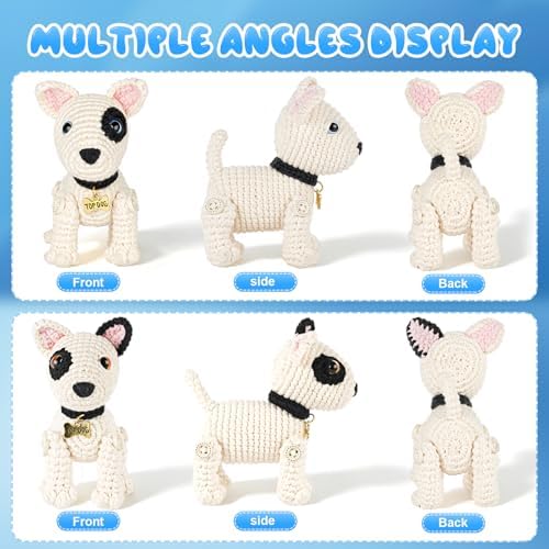 Gipony Crochet Kit for Beginners Animal,Crochet Animal Kits,Crocheting Kit for Starters,Learn to Crochet with Step-by-Step Video Tutorials,Beginner Crochet Kits Adults(2 Pack Bull Terrier)