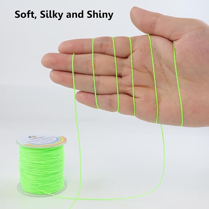 LUSTEMBER 0.8mm Nylon String, Strong Bracelet String, Durable Nylon Cord for Jewelry Making, Bracelets, Beading, Necklaces, Rattail Braiding, Kumihimo, Wind Chimes, Blinds and Handicrafts