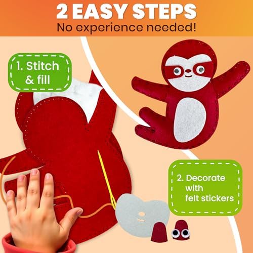 Sewing Kit for Kids Ages 4-8 - 12 Beginner DIY Kids Sewing Crafts Ages 4-7