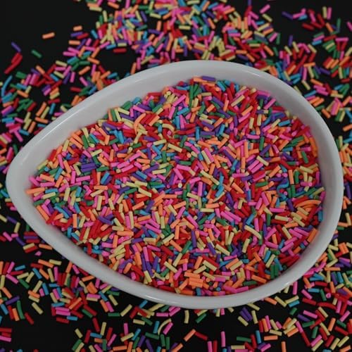 LIKETURE Fake Sprinkles 110G Non-edible Polymer Clay Sprinkles Fake Candy Sprinkles Slime Sprinkles Faux Sprinkles for Resin Slime Add Ins Plastic Sprinkle Nail Art Shaker Card Filler (Yellow)