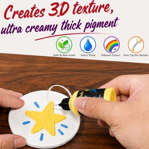 Acrylic Paint Set 12 Colors 30ml Paint Bottles with Precision Applicator Tip, Water-Based Craft Paint for Detail Painting Wood Rock Fabric DIY Project
