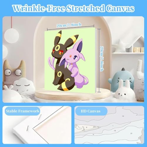 LWZAYS 4 Pack Cartoon Paint by Number for Kids with Wooden Frame-Paint by Numbers for Kids Ages 4-8-12, DIY Paints with Numbers Easy Acrylic Oil Painting Kits for Home Wall Decor (8X8inch)
