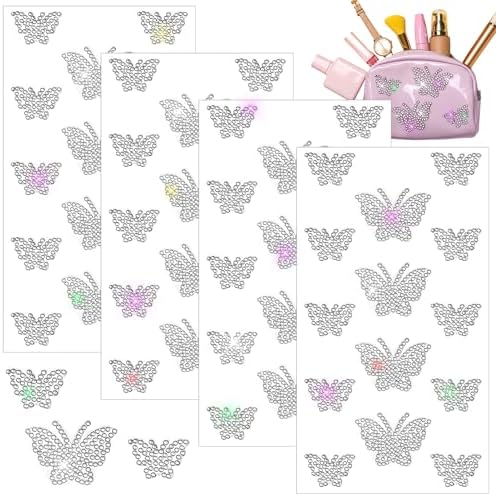 Epakh 84 Glitter Bling Rhinestone Sticker, Butterfly, Silver