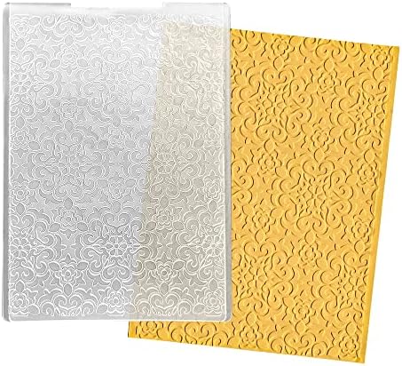 ALIBBON Flower Background Plastic Embossing Folders for Card Making, Flower Frame Embossing Folders for DIY Scrapbooking, Lace Flowers Template Folders for Paper Craft Photo Album Decorations