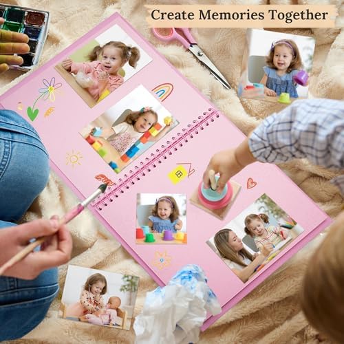 Scrapbook Photo Album 7"x7" 20 Sheets 40 Pages Hardcover Kraft Paper Khaki