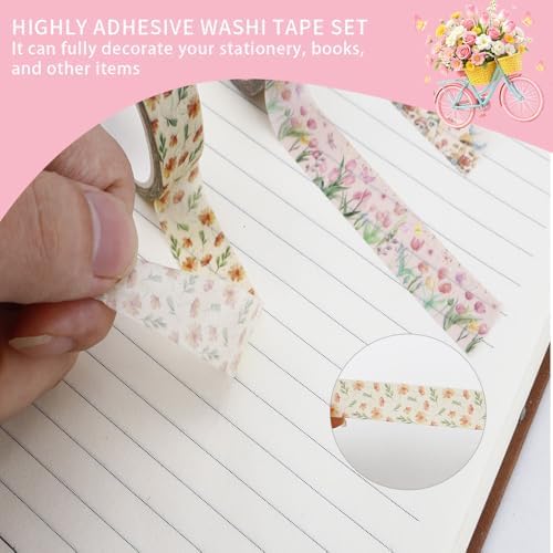12 Rolls Colorful Floral Washi Tape,Vintage Washi Tape,Stickers for Journaling,Decorative Tapes for Crafts Card Notebook Scrapbook Journal Photo Album Gift Wrapping Supplies
