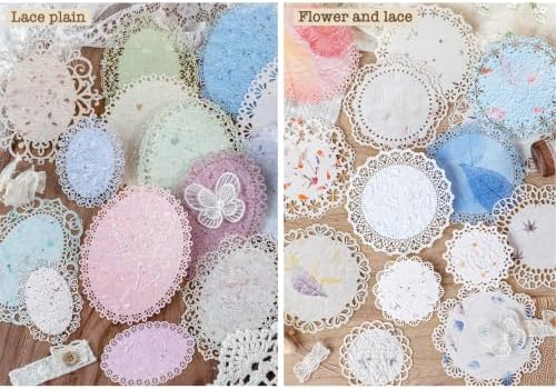 84 Pcs Lace Textured Scrapbook Paper Kit, Embossed Rice Paper For Decoupage