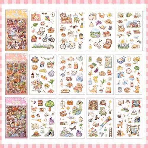 Warm Glimpses Sticker Series Scrapbooking Supplies for Junk Journal, 24 Sheets PET Stickers - Vintage Journaling Stickers