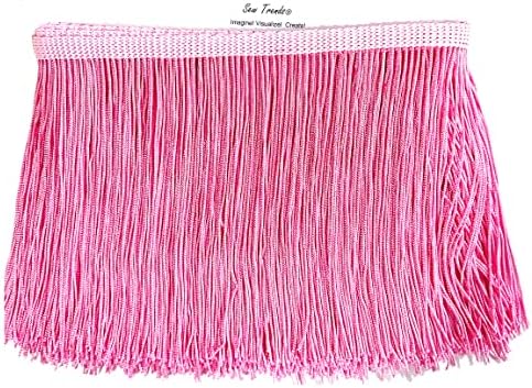10 Yards of 4" Long Chainette Fringe Thread Yarn Tassel Trim Braid Fringe for Crafts Sewing and Decor-Pink
