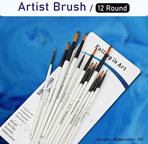 Falling in Art 12 PCS Professional Round Paint Brushes Set