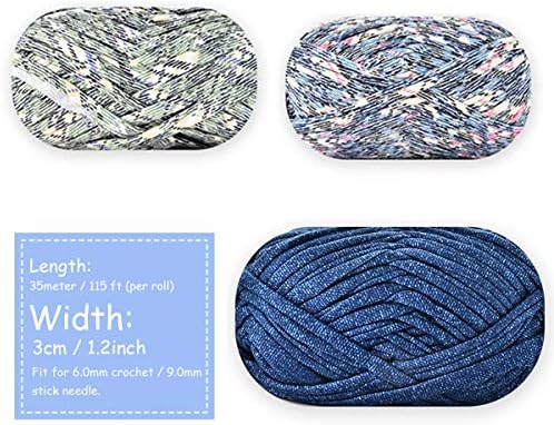 iSuperb 1 Pack Knitting Yarn Colorful Cloth T-Shirt Yarn Fabric Crochet Cloth for DIY Knitted Art Basket Bag - 100g