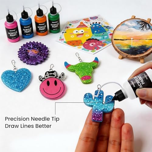 Acrylic Paint Set 12 Colors, 30ml Craft Paint with Precision Applicator Tip