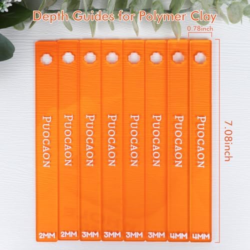 Puocaon Polymer Clay Depth Guides - 8 Pcs Thickness Depth Guide for Polymer Clay Jewelry, Polymer Clay Rolling Tools for Earrings, Roller Depth Guides, Acrylic Polymer Clay Tools for Jewellery