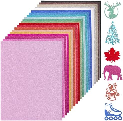 40 Sheets 20 Colors Glitter Cardstock 92lb Thick Sparkle Paper 8.5" x 11"