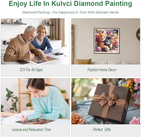 Kulvci Diamond Art Painting Kits for Adults Beginners Cat, 12x12inch